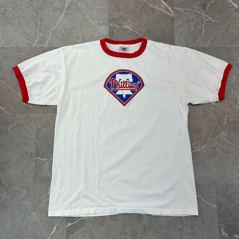 Vintage Philadelphia Phillies Graphic Ringer Tee Mens XL Short Sleeve MLB Shirt